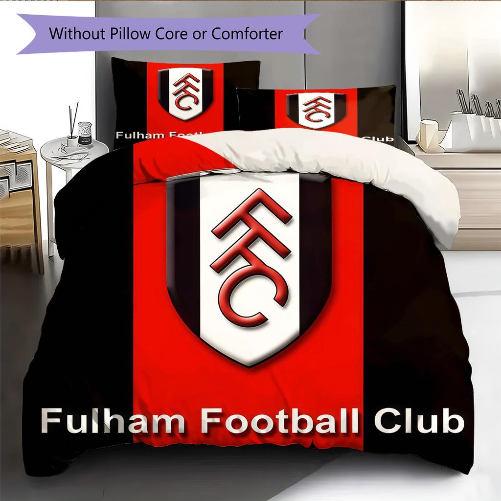 Fulham F.C Pattern Bedding Quilt Set Quilt Cover Pillowcase Home Decoration Birthday Gift (1 * duvet cover + 2 * pillowcase, without core)