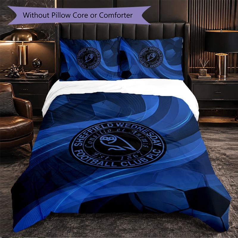 Sheffield Wednesday Football 3 Piece Bedding Set Soft Duvet Cover Set with Pillowcases Printed Bedroom Decor Set for Home