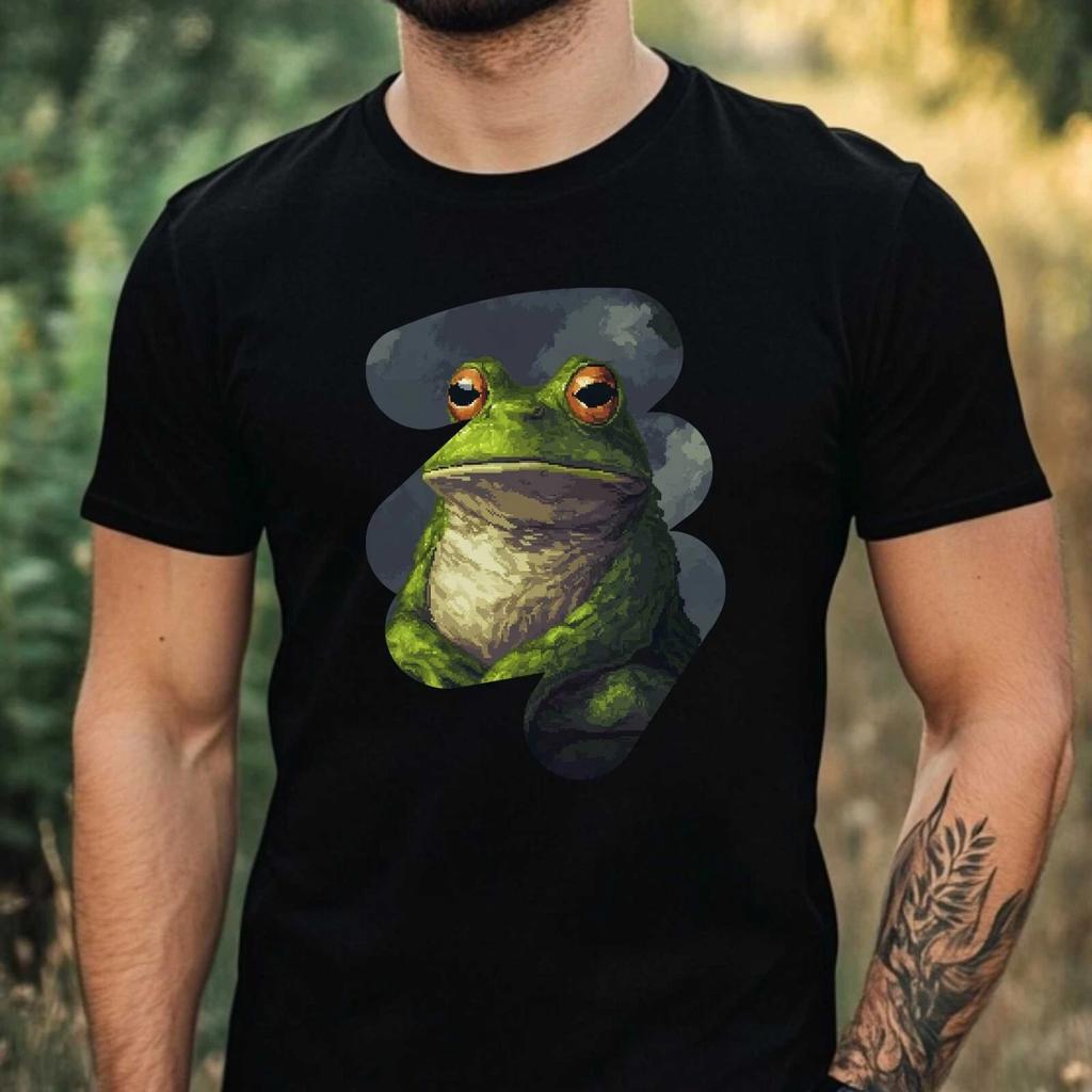 T-Shirt Herren Frosch Pixel Art Motiv Baumwolle Größe XS bis 5XL