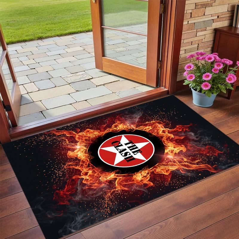 The Clash Print Crystal Velvet Plush Rug Wear?Resistant Anti?Slip Floor Mat For Indoor Household Decoration