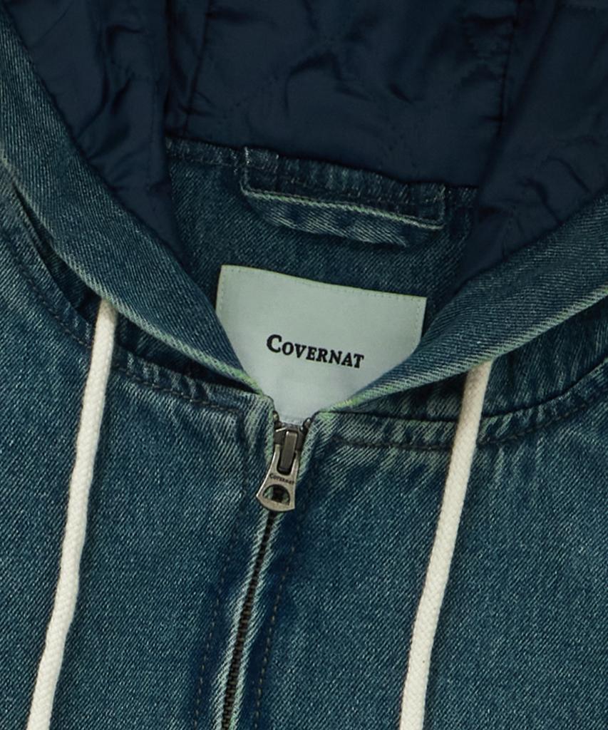 COVERNAT Ring Thread C Logo Denim Hooded Jacket Light Blue