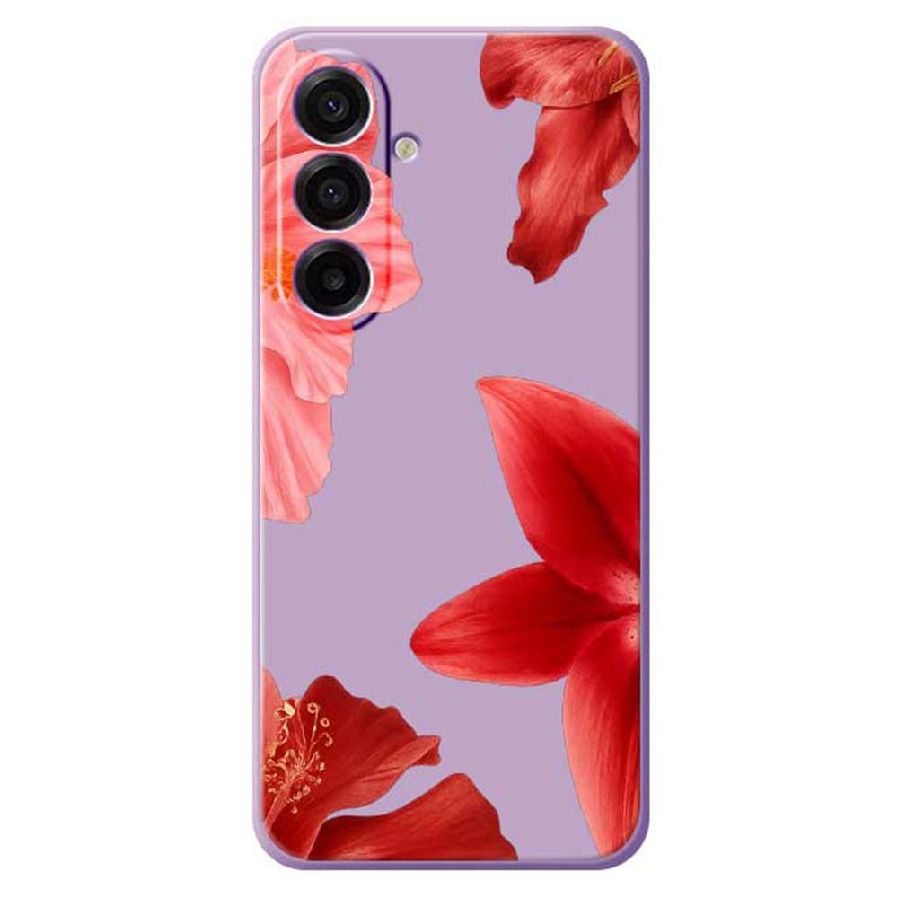 For Samsung Galaxy A17 5G Case Red Flower Pattern Printing Straight Edge TPU Phone Back Cover