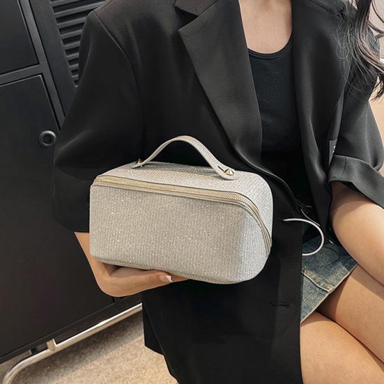 Косметичка с ручкой, блестящая поверхность, съемный дизайн, застежка-молния, большая вместимость, водонепроницаемые дорожные туалетные принадлежности