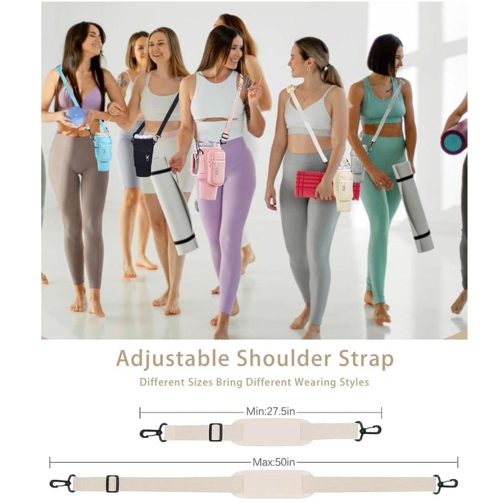 Сумка для бутылки с водой с карманом для стакана на 40 унций с ручкой Неопреновая спортивная сумка-держатель для бутылки с водой