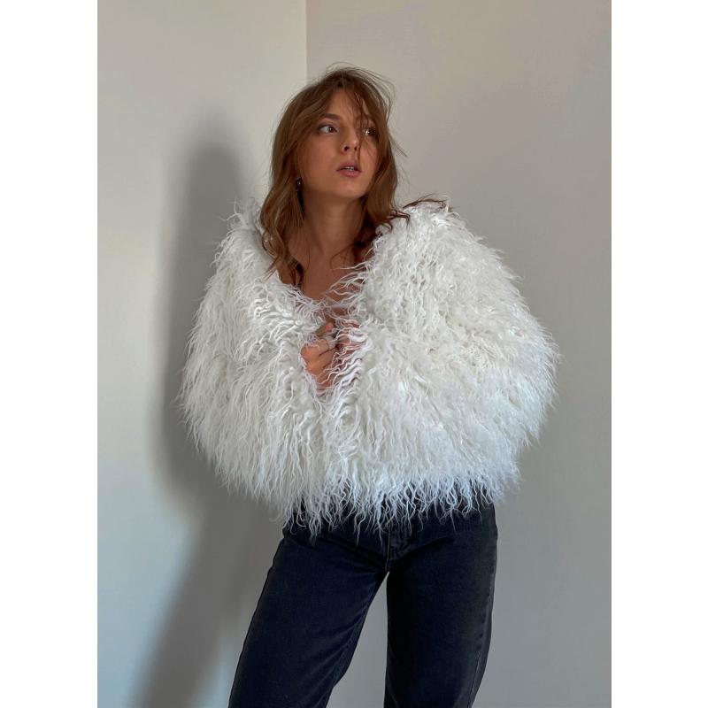 TrendHub Faux Fur Coat and Jackets Women Casual Warm Round Neck Fluffy Fur Coats Female