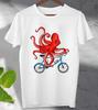 Octopus On A Bicycle T Shirt  Parody Cult Movie Poster  Men's Ladies Top