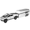1/32 Scale Tesla Cybertruck Pickup Trailer RV Metal Alloy Toys Car Model Diecast Off-road Vehicle Gift for Boys Kids Collection Truck Ornaments