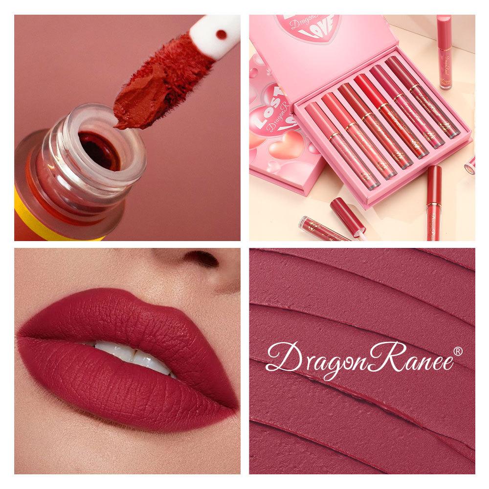 Matte Lip Gloss Set 6 Color Lipstick Smooth and Lasting Display Lip Gloss Waterproof Moisturizing Lipstick Holiday Gift Box Set