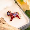 1Pc Blue Diamond Fashion Red Gift Zinc Alloy Exquisite Horse Brooch Clothing Decoration