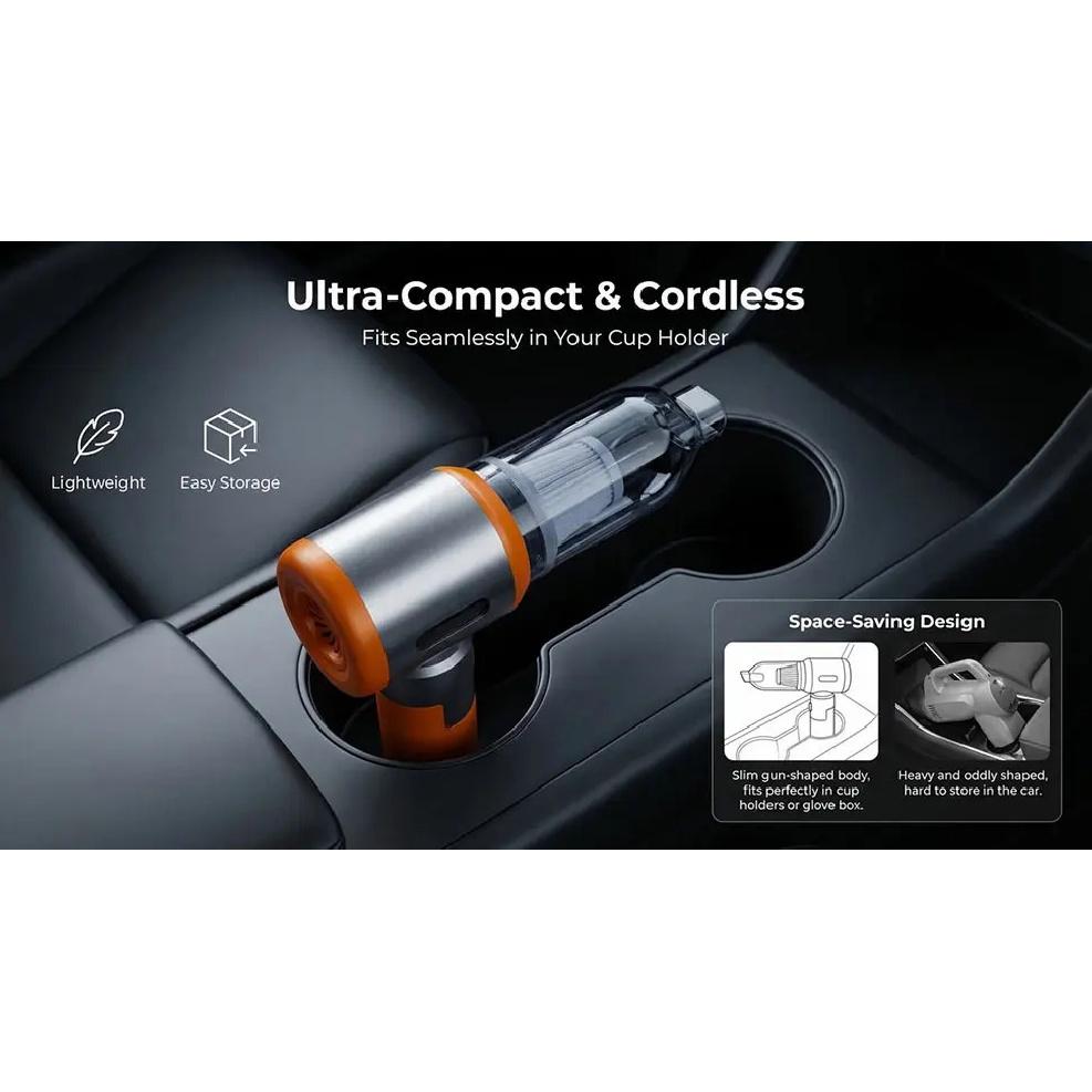 Mini Car Vacuum Cleaner 2-in-1 Air Pump Blower, Portable Cordless Car & Home Vacuum with LED Light Inflator for Vehicle and Home