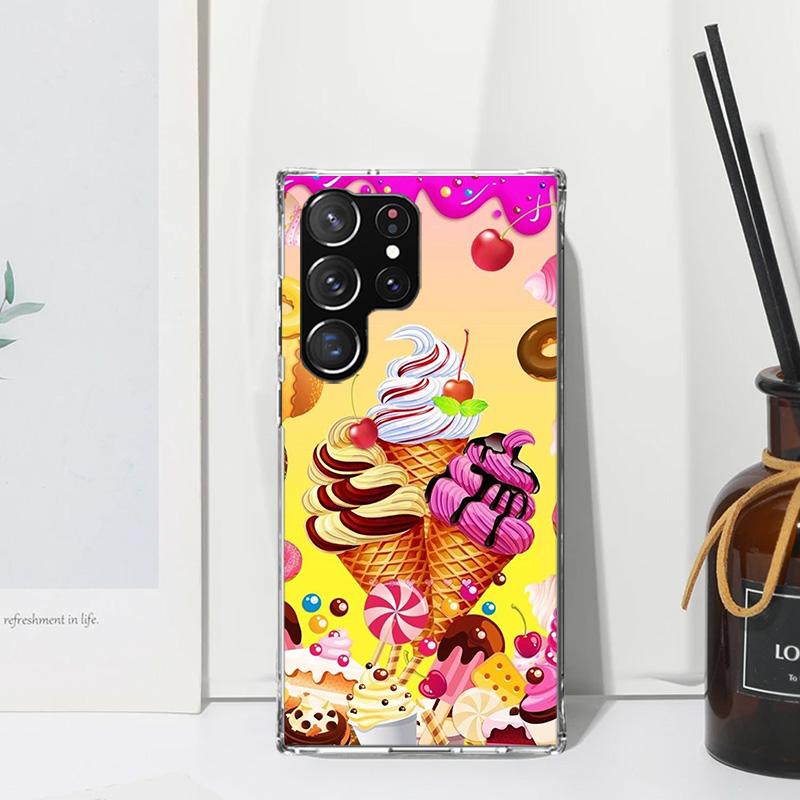 Macaron Ice Cream Cake Doughnut Phone Case For Samsung Galaxy S26 S25 Edge S24 FE S23 S22 Ultra S21 Plus S20 + Art Fundas Back C