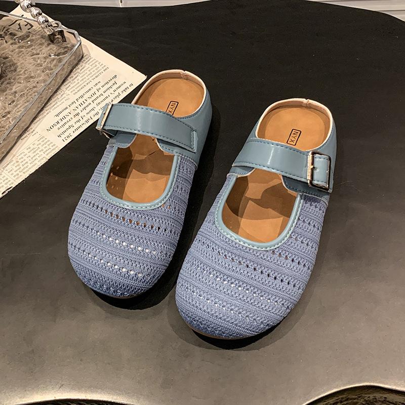 Ретро дышащие полушлепанцы с толстой подошвой женские для улицы 2025 новые весенне-летние сандалии на одном ремешке