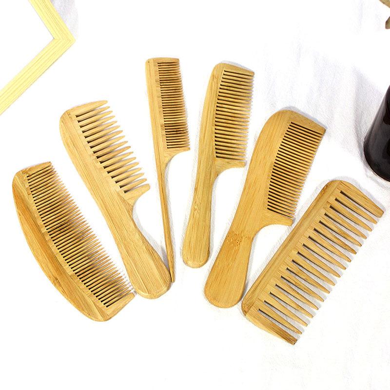 Деревянная расческа Бамбуковая расческа Антистатическая бамбуковая ароматная расческа Бамбуковая строчка Парикмахерская расческа с широкими зубьями