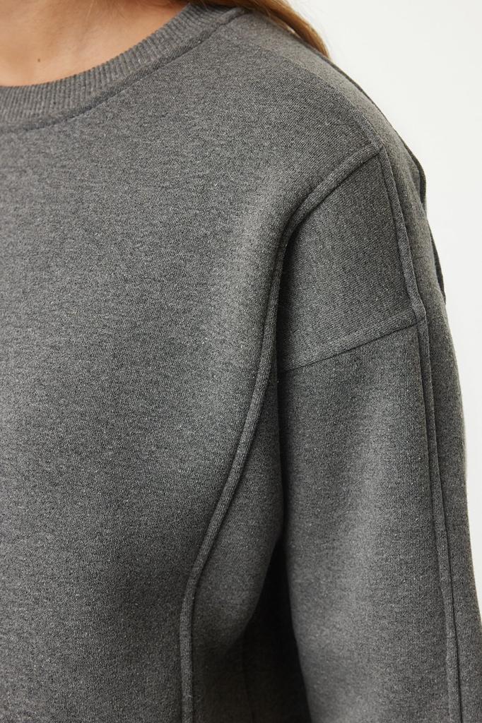 Women's Fashionable Stylish Sweatshirt Mint Oversize Wide Fit Pocket Thick Crew Neck Knitted Sweatshirt