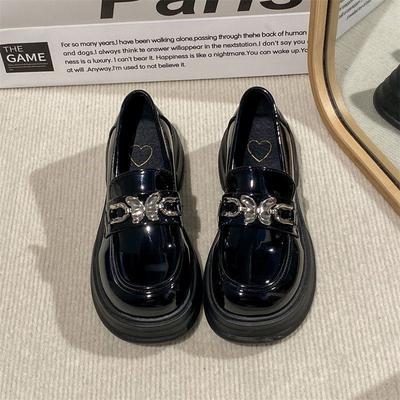 Женские мокасины Commuter 2025 года, новые летние туфли с одной педалью, черные, британские, универсальные, маффин, jk, маленькие кожаные туфли