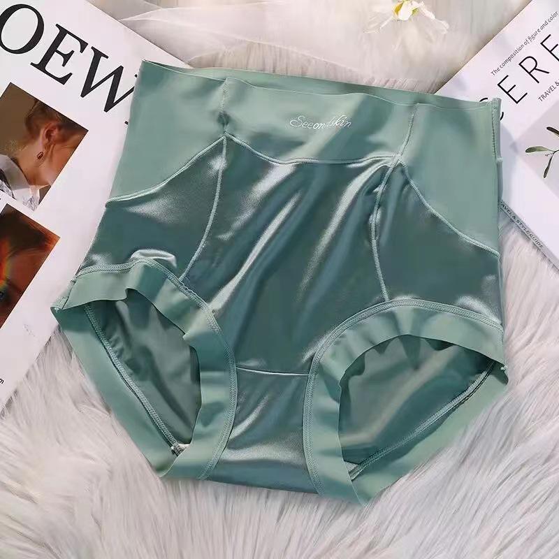 Бесшовные атласные трусы с высокой талией и контролем живота - Дышащие, ощущение обнаженности, удобные, женское белье с эффектом лифтинга бедер.