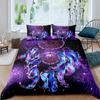 Dream Catcher Duvet Cover Set Purple Bedding Set Chic Boho Mandala Floral Feather Design Galaxy Comforter Cover Set Queen Size