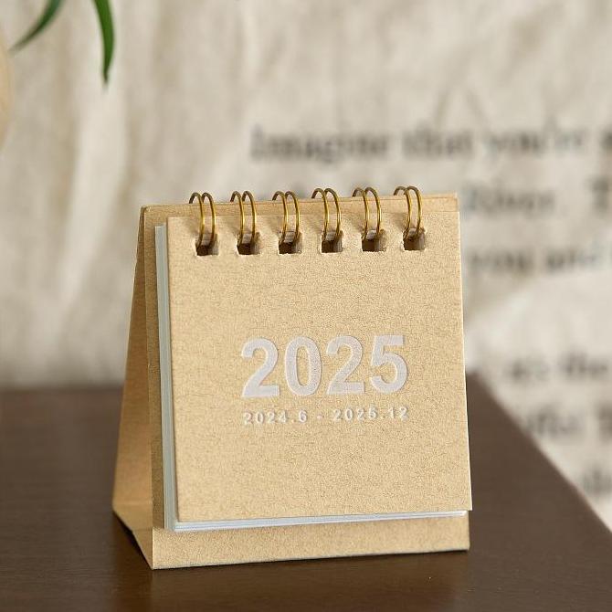2025 Mini Simple Small Desk Calendar Pocket Portable Calendar Punch Plan Desktop Decoration