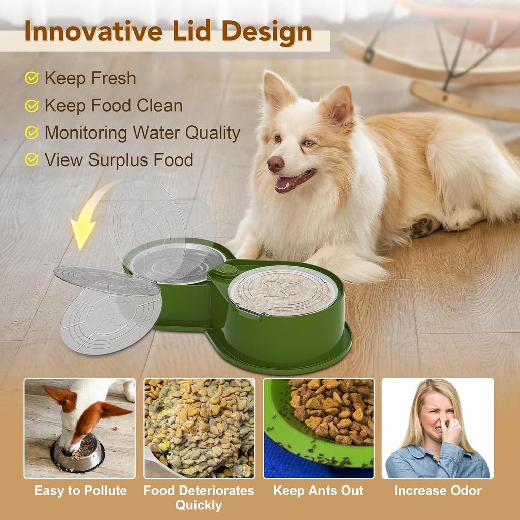 Large Capacity 304 Stainless Steel Bowls,Anti-Skid Food Water Set for Dogs Cats