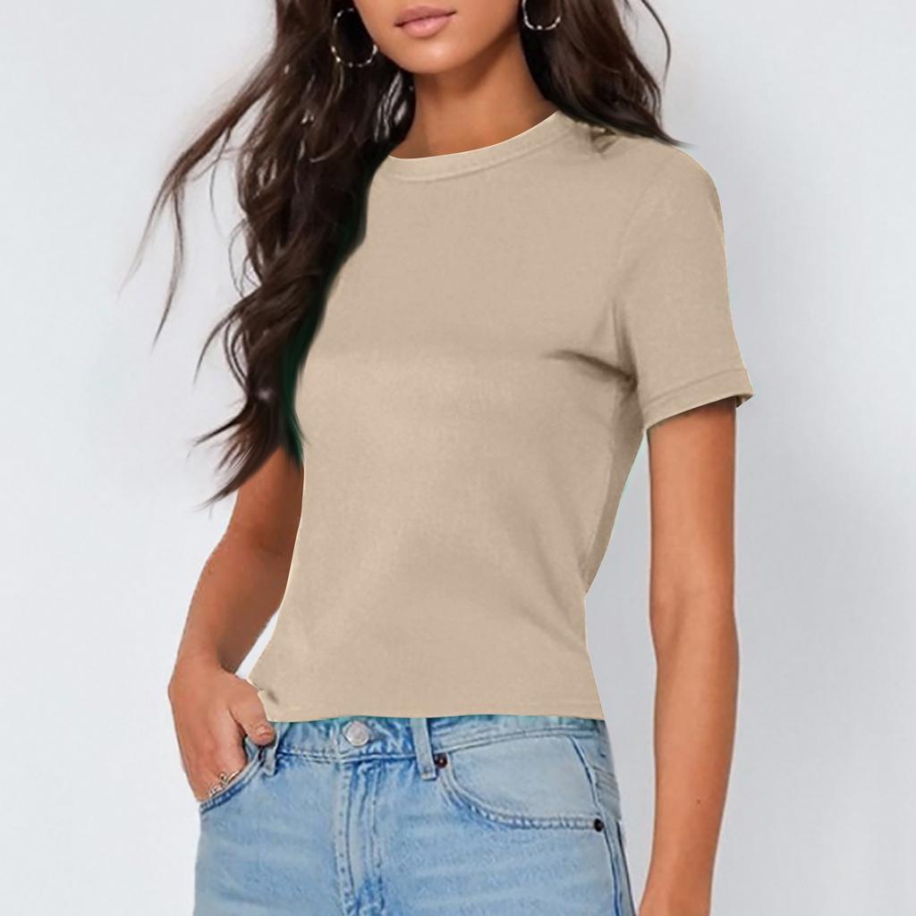 Женские футболки с короткими рукавами и круглым вырезом, весенние топы, повседневные свободные базовые футболки