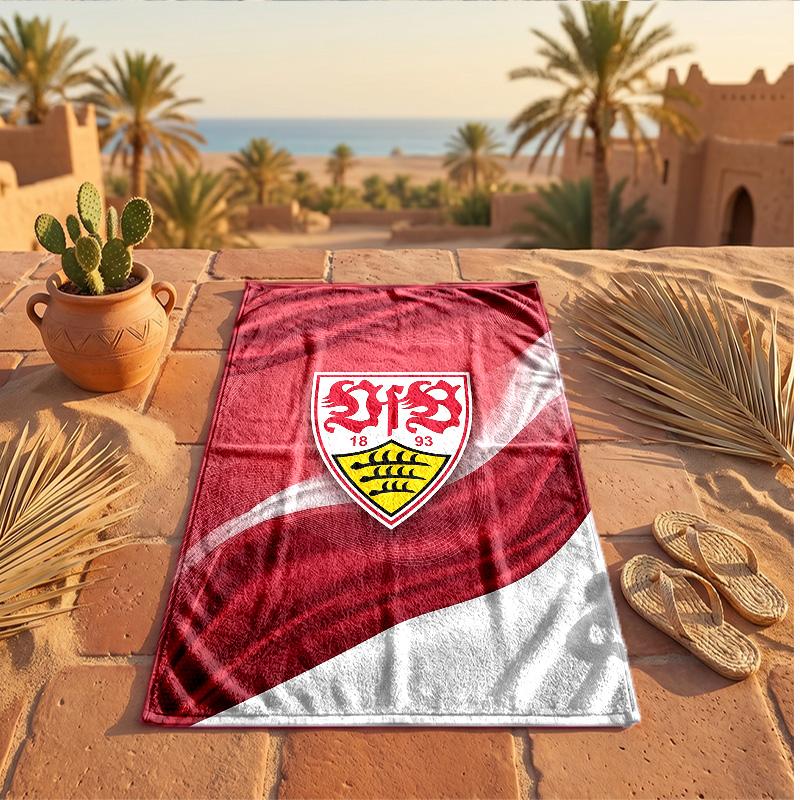 Пляжное полотенце в тематике VfB Stuttgart Мягкое Быстрое?Сухое полотенце для летнего пляжного отдыха и плавания