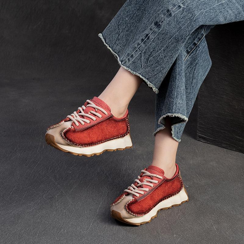 Fashion GKTINOO 2025 Autumn New Retro Round Toe Genuine Leather Sneakers Women's Shoes Casual Platform Soft Soled Sports Shoes