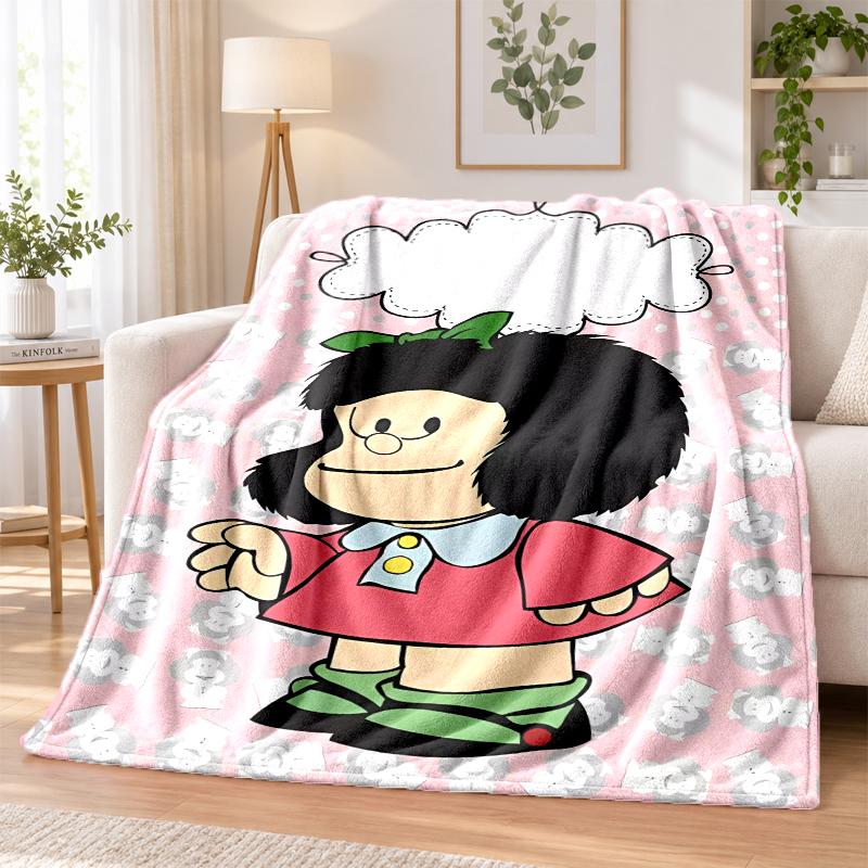 Mafalda Flannel Throw Blanket Soft Warm Cozy For Sofa Bed Indoor Home Bedroom Use
