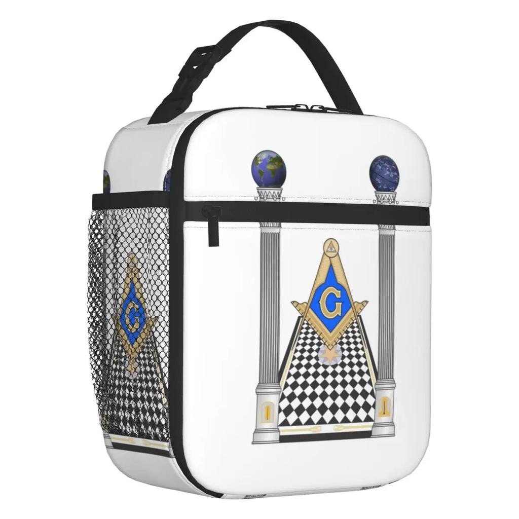 Пользовательские Золотой квадратный компас масонский франкмасонский ланч-бокс для мужчин и женщин охладитель теплые изолированные ланч-боксы для школьников