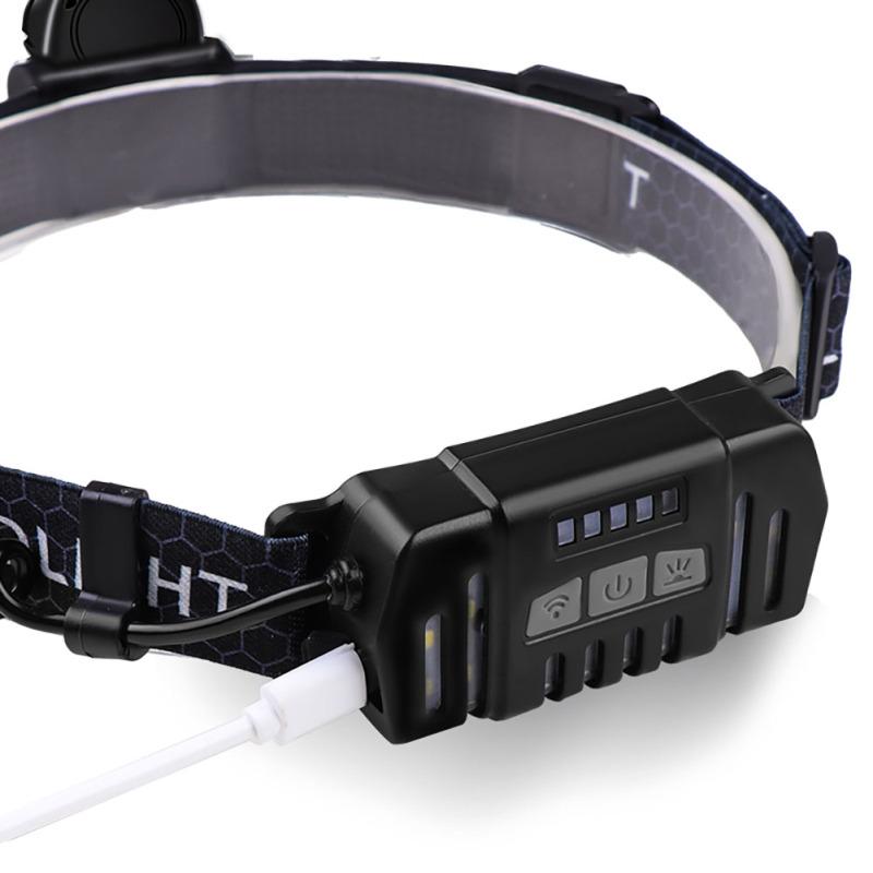 Налобный фонарь XPG Sensing COB, уличная лампа для рыбалки, зарядка через USB, зум, светодиодный мощный силиконовый налобный фонарь