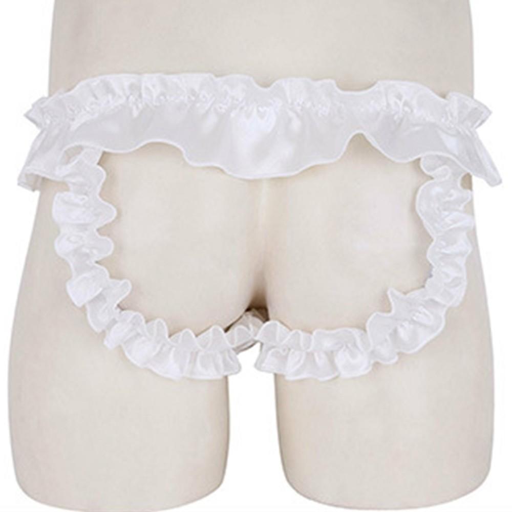 Satin Men Sissy Seethrough Panties Bikini Gstring Thong Briefs Sexy Underwear Emulation Silk Lace