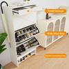 3 Drawer Blister Shoe Rack Cabinet, Wooden Shoe Cabinet with Pull-Out Shelf on Top, 2 Levels, White