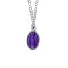 [R6041] - Handcrafted Silver Necklace 'Virgin Mary' Silver Purple (rhodium) - 10x7mm