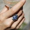 Ound Kyanite Gemstone Silver Ring
