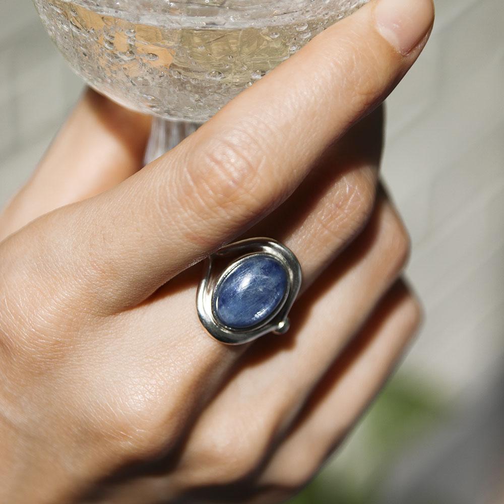 Ound Kyanite Gemstone Silver Ring