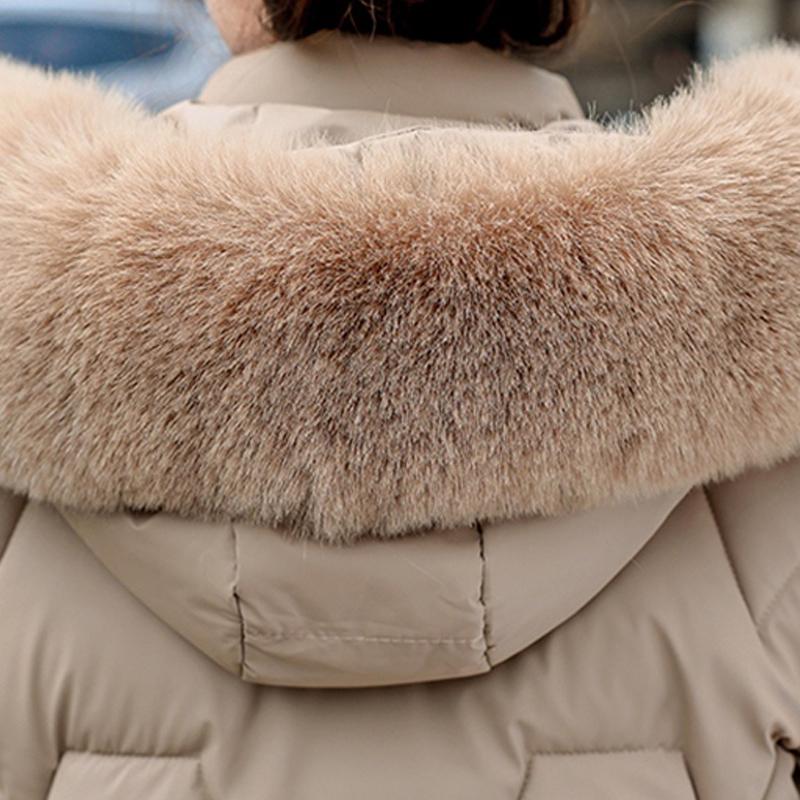 Fashion Winter Coat Female Long Parkas Hooded Faux Fur Collar Loose Thick Women's Jackets