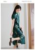 New Chinese Style Printed Qipao Long Skirt Dress