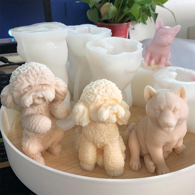 3D Силиконовая форма для свечи-диффузора в виде собаки Сиба-ину, Украшение
