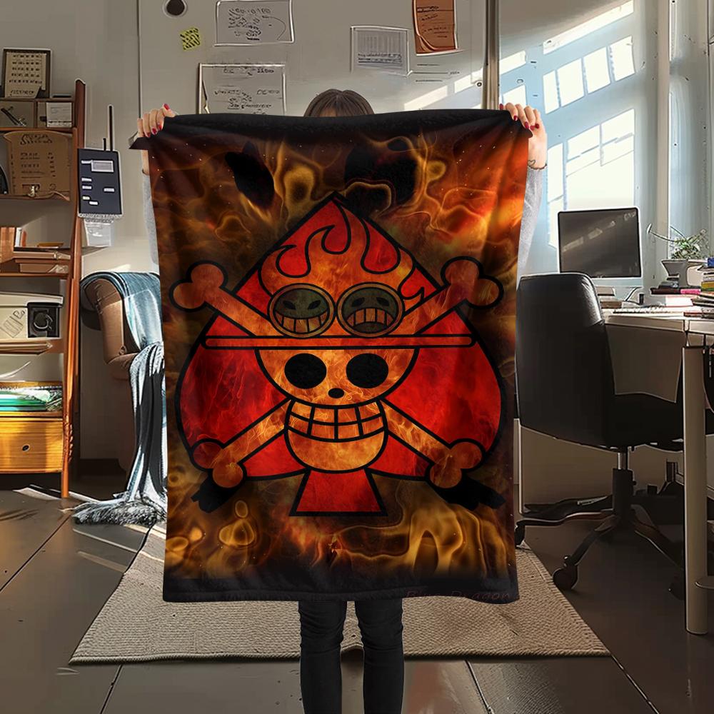 Фланелевое одеяло с принтом персонажей One Piece, Высококачественное, Удобное для всех сезонов, Декор для дома, Тепло и уют, Идеально для рождественских подарков