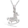 [N5344] - White 'Rocking Horse' Silver Pendant (rhodium-plated) - 12x11 Mm