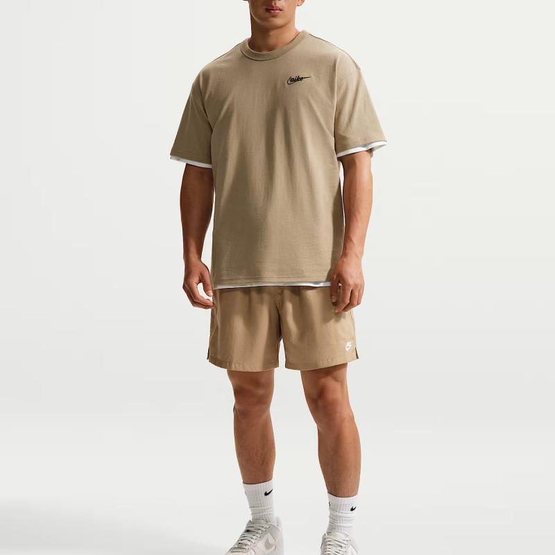 Nike Спортивные футболки Мужские Хаки Круглый вырез Умеренный IV2639-247