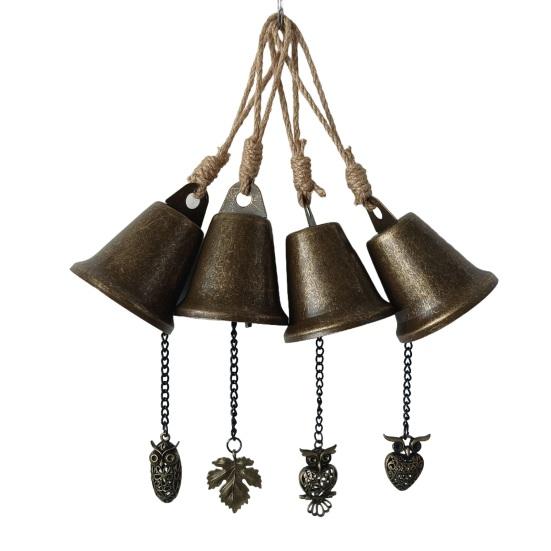Vintage Hanging Bell Rustic Metal Wind Chime Retro Hanging Wind Bell with Owl