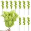 Christmas Green Hair Branch Furry Green Curly Picks Handmade Green Elf Stems for Xmas Tree Topper Holiday Home Decor