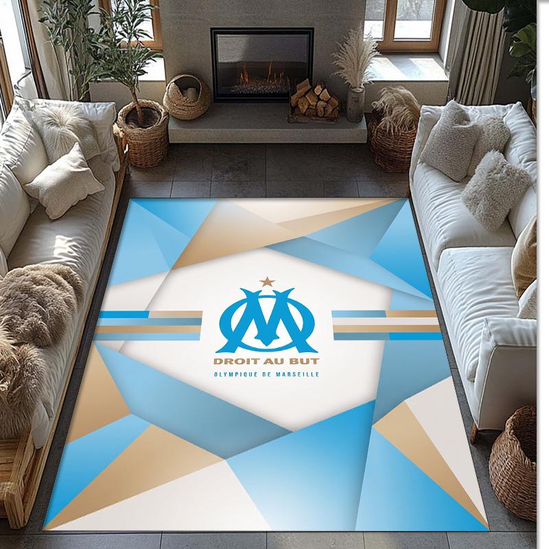 Olympique Lyonnais FC Soccer Football Pattern Soft Area Rug Non Slip Indoor Floor Carpet Sports Decor Mat for Bedroom