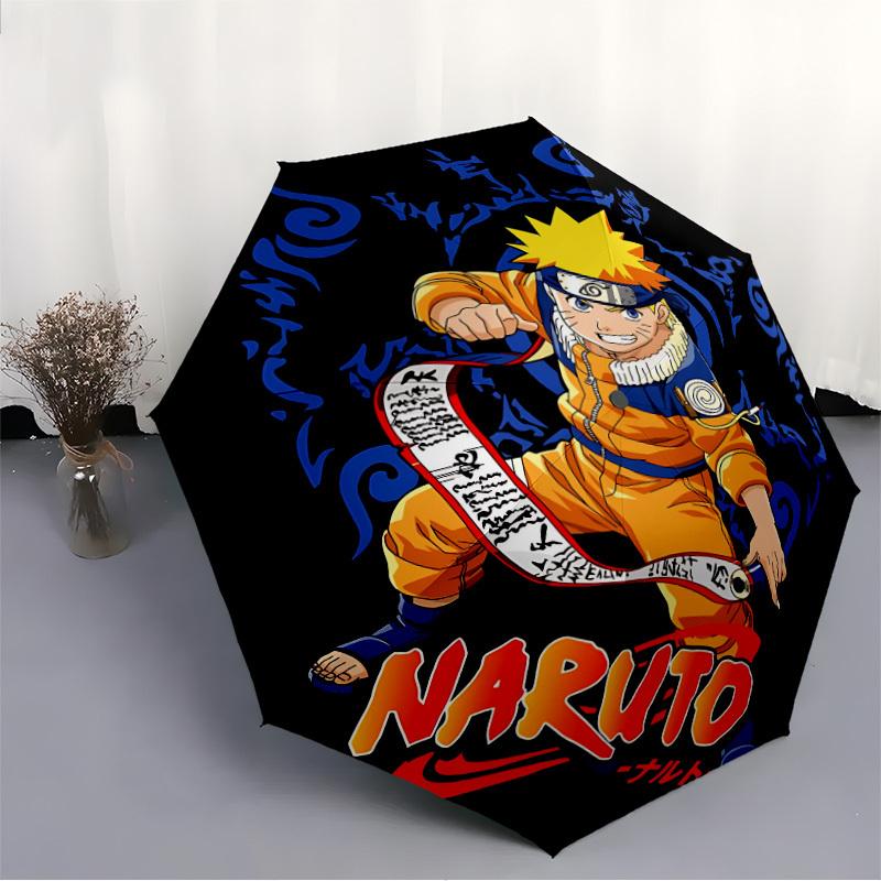 1pc Naruto Anime Automatic Folding Umbrella with 8 Bones, 3-Fold Compact Umbrella, Compact Design On-the-Go Essential, casual outdoor access