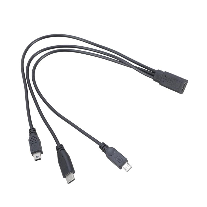 30 см USB C Female на USB C Mini Зарядный шнур с двойным выходом-разветвителем, подходит для телефона, планшета, нескольких электронных устройств