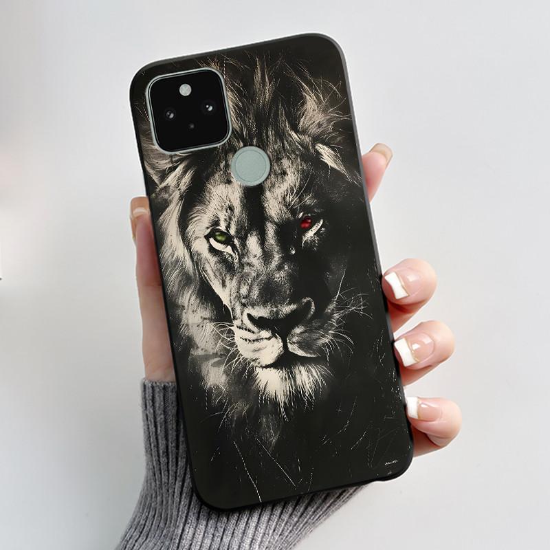 Phone Case For Google Pixel 5 Soft Silicone Black Case Elegant Style Beautiful Pattern Snow Mountain, Hidden Garden Casing