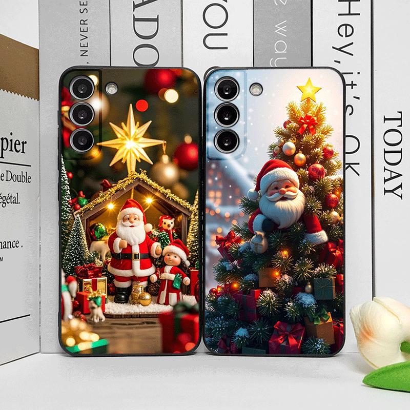 Мультяшный чехол на телефон Санта-Клаус в рождественской тематике для Samsung Galaxy S25 S24+ S23 Ultra S22 Plus S21 FE M53 Ударопрочный мягкий чехол