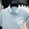Мужская футболка-поло с коротким рукавом из высококачественного ледяного шелка - Бесшовная из нейлона и спандекса с отложным воротником, летний топ