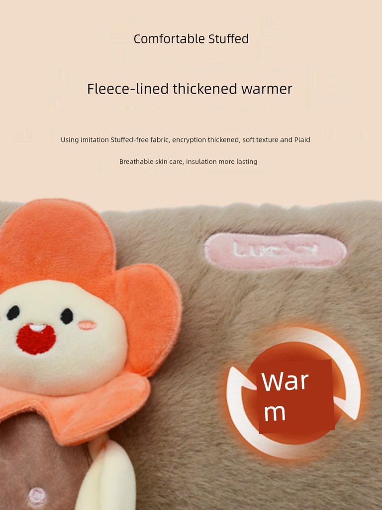 Miloqi Hot Water Bag Hand Warmer Rechargeable Electric Heating Bag Safe and Explosion Protective Imitation Rabbit Fur Cartoon Water Injection Hot
