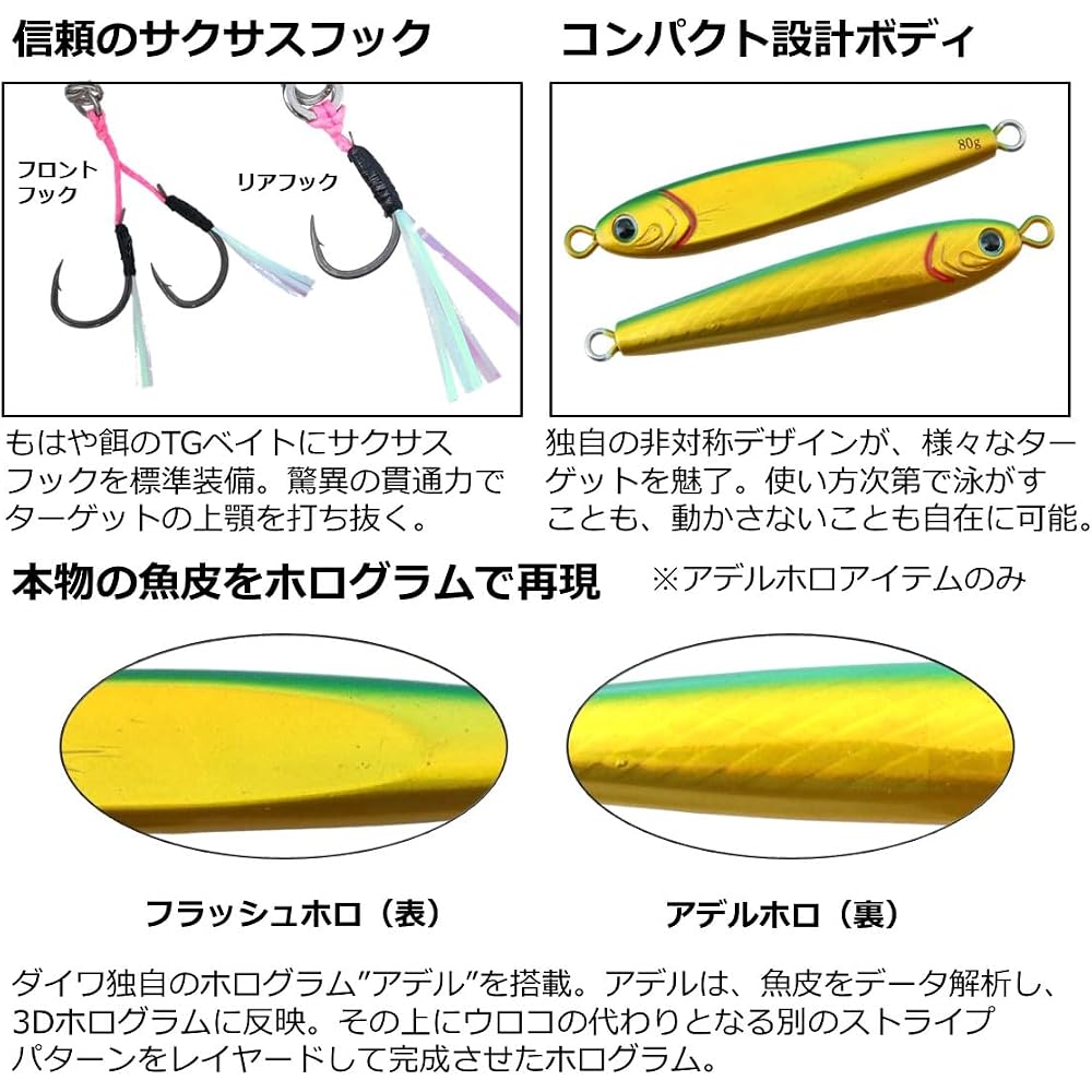 Daiwa TG Bait SLJ Metal Jig with Hook 80g FPH Mackerel Lure